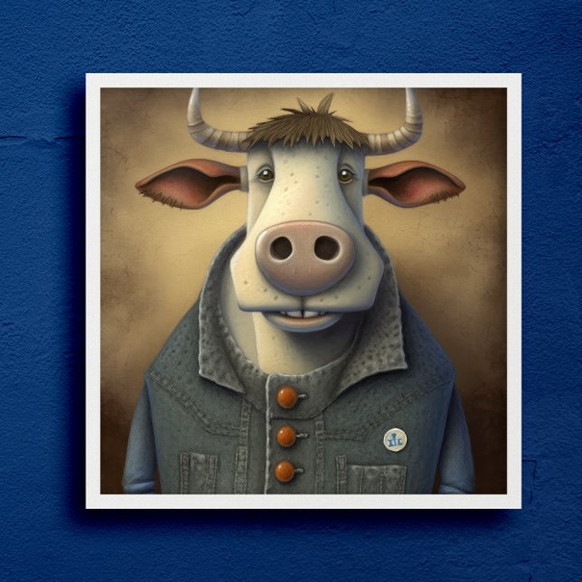 Blue Jean Bovine - Vache drôle en costume Poster (Créateur téléchargé)