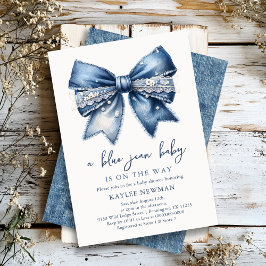 Blue Jean Bow Baby Shower Einladung