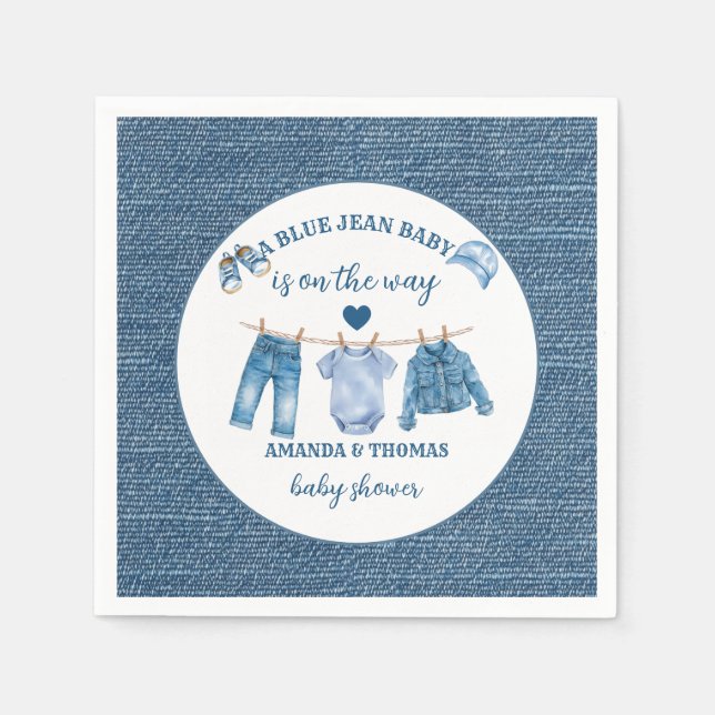 Blue Jean Boy Baby Shower  Serviette (Vorderseite)