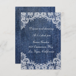Blue Jean Denim and Lace Wedding Card