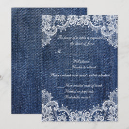Blue Jean Denim and Lace Wedding Response Card Einladung