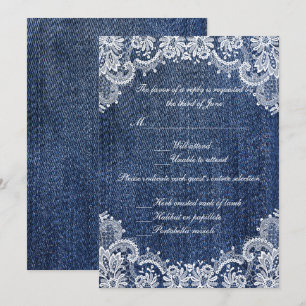 Blue Jean Denim and Lace Wedding Response Card Einladung