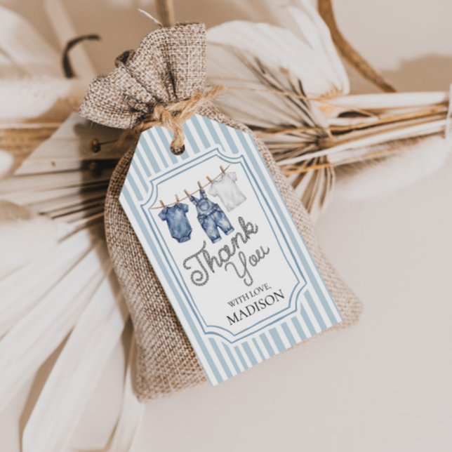 Blue Jean Denim Baby Shower Gift Tag Geschenkanhänger (Von Creator hochgeladen)