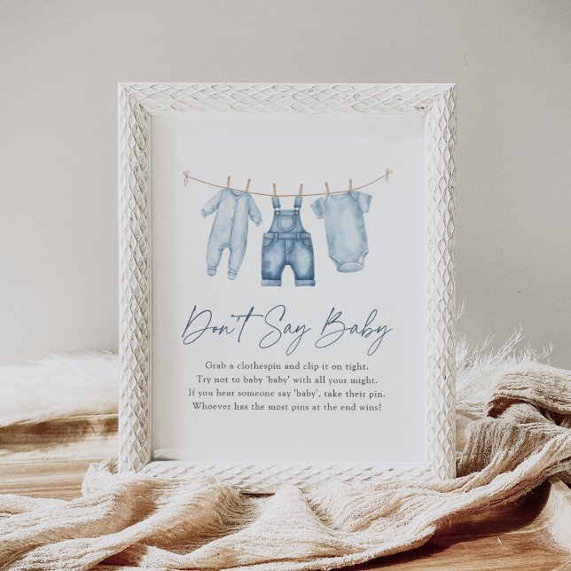 Blue Jean Denim Baby Shower Say Baby Sign Poster (Von Creator hochgeladen)