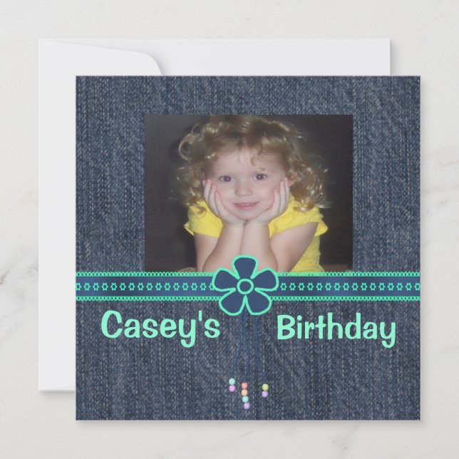 Blue Jean Denim Birthday Invitation Einladung (Vorderseite)