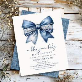 Blue Jean Denim Bow Baby Shower Einladung