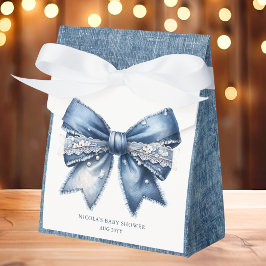 Blue Jean Denim Bow Baby Shower Geschenkschachtel