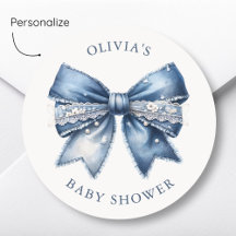 Blue Jean Denim Bow Baby Shower