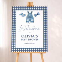 Blue Jean Denim Boy Gingham Welcome Baby Shower