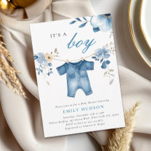 Blue Jean Denim Clothes Boy Baby Shower