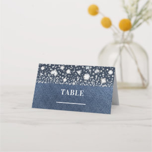 Blue Jean Denim & Diamonds Tischnummern-Einlassreg Platzkarte