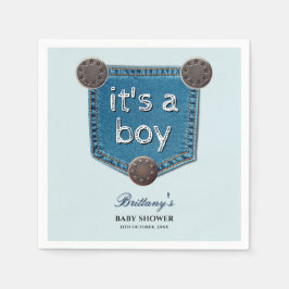Blue Jean Denim Es ist eine Boy Baby Dusche Serviette