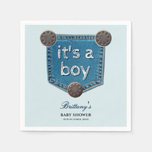 Blue Jean Denim Es ist eine Boy Baby Dusche Serviette