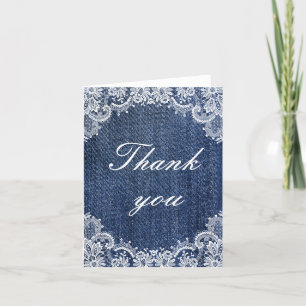 Blue Jean Denim Et Lace Carte de remerciements