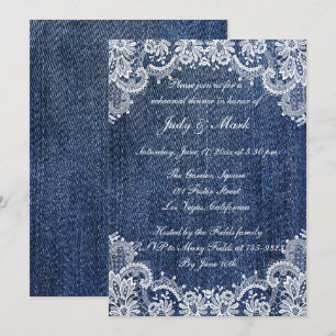 Blue Jean Denim und Lace Probe Dinner Einladung