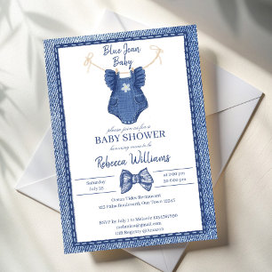 Blue Jean Girls Kleidung auf der Line Baby Dusche Einladung