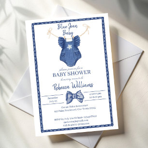 Blue Jean Girls Kleidung auf der Line Baby Dusche Einladung