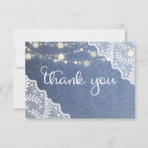 Blue Jean Lace & String Lights Dankeskarte