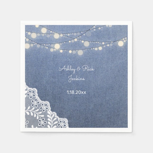 Blue Jean, Lace, String Lights Serviette (Vorderseite)