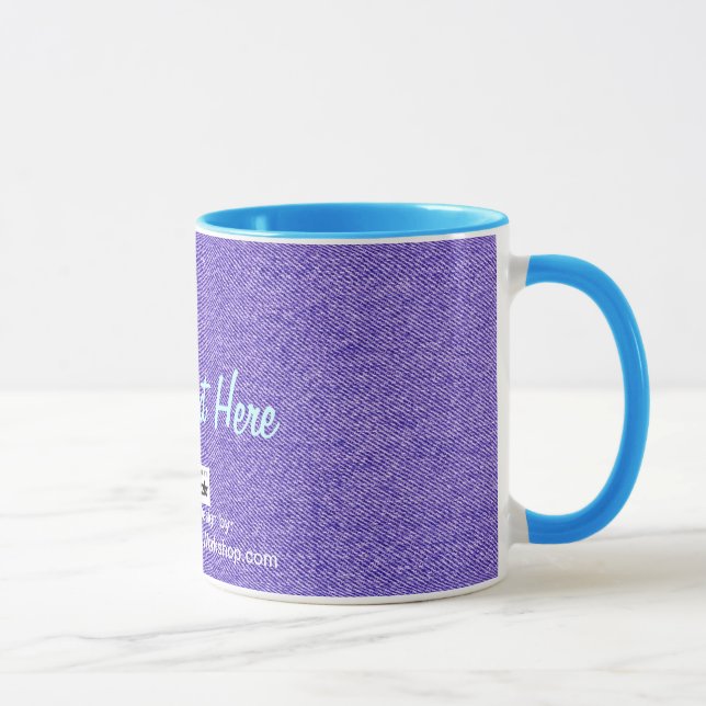 Blue Jean Material, Ihr Text hier Tasse (Rechts)