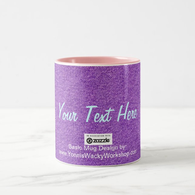 Blue Jean Material, Ihr Text hier Zweifarbige Tasse (Mittel)