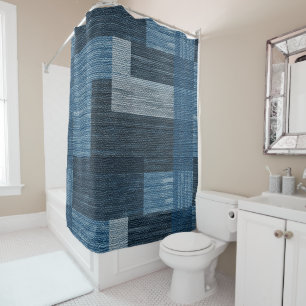 Blue Jean Patch Imitate Burlap Duschvorhang