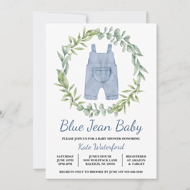 Blue Jean Total Denim Baby shower Invitation (Devant)