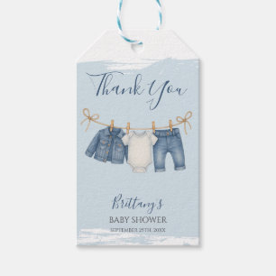 Blue Jeans Boy Baby Shower Baby Outfit Geschenkanhänger