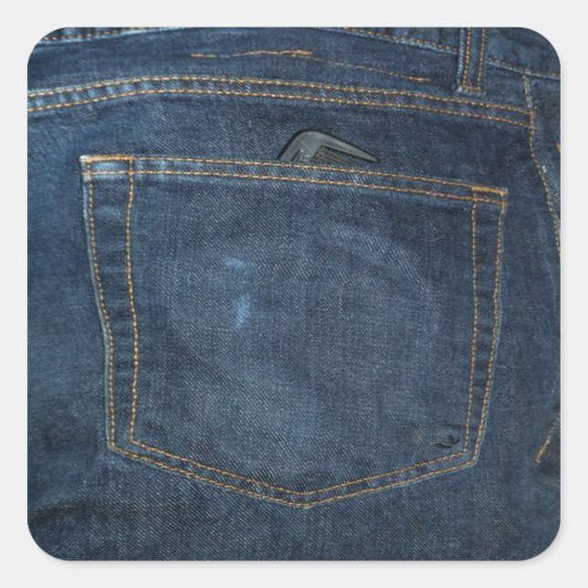Blue Jeans Denim Pocket Quadratischer Aufkleber (Vorderseite)