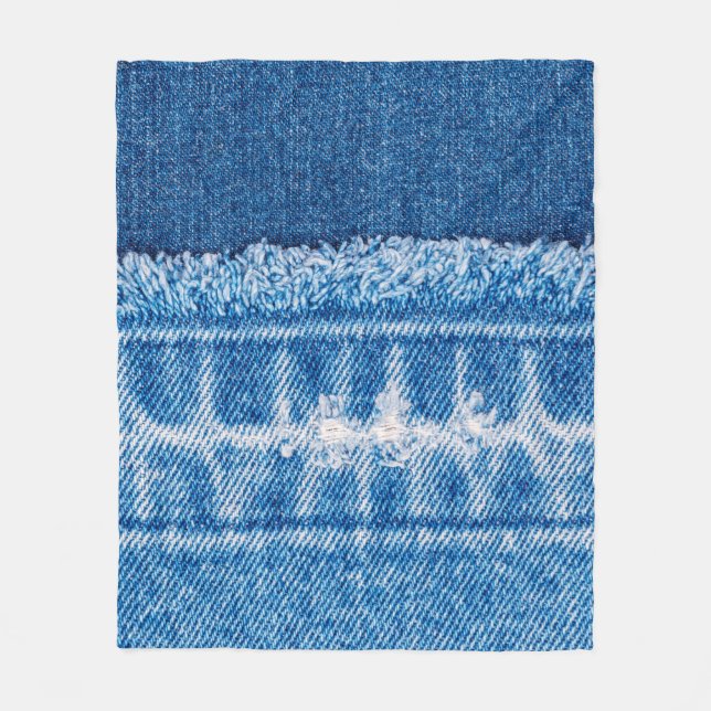 Blue Jeans Denim Textur Fleecedecke (Vorderseite)