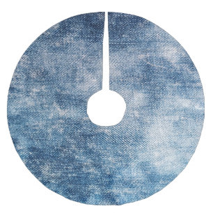 Blue Jeans Denim, texturierte Hintergründe. Polyester Weihnachtsbaumdecke
