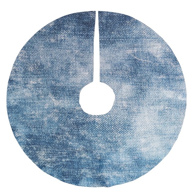 Blue Jeans Denim, texturierte Hintergründe. Polyester Weihnachtsbaumdecke (Vorderseite)