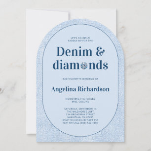Blue Jeans Denim und Diamanten Junggesellinnenabsc Einladung