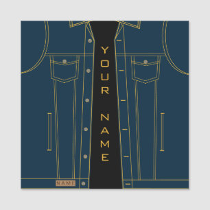 Blue Jeans-Jacke + Addieren Sie Namen - Namensschild