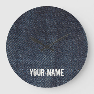 Blue jeans Vintage Denim fabric texture Große Wanduhr