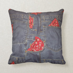 Blue Jeansbandana-Druck MoJo Wurfs-Kissen Kissen
