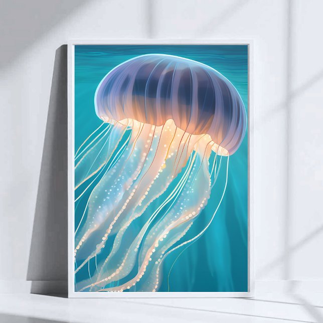 Blue Jellyfish | Ocean Animal Painting Art Poster (Von Creator hochgeladen)