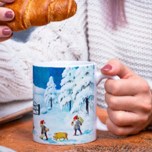 Blue Jenny Nyström Gnome Vintage schwedische Weihn Kaffeetasse