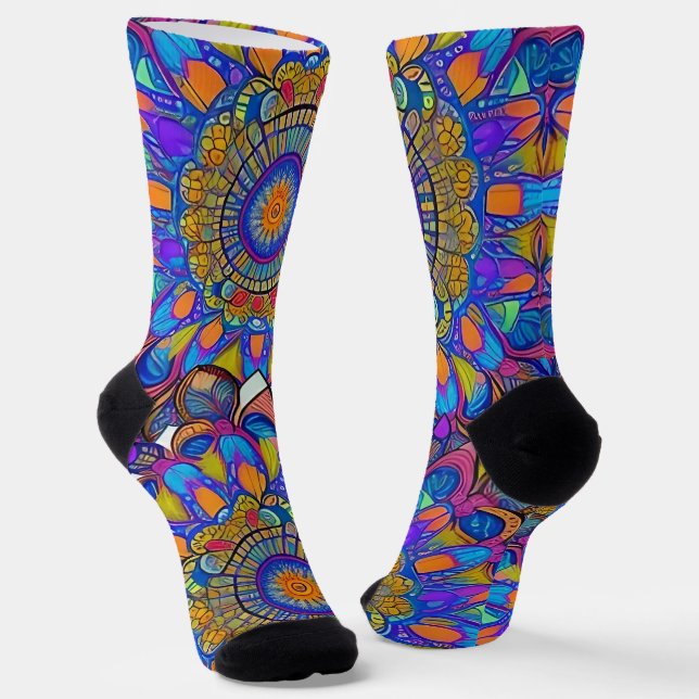 Blue Jewel Mandala Socks Socken (Gewinkelt)