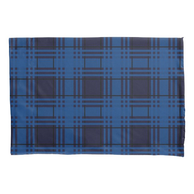 Blue Jewel Plaid Tartan Pillowcase Kissenbezug (Vorderseite)