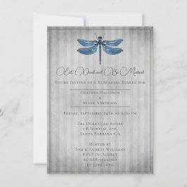 Blue Jeweled Dragonfly Rehearsal Dinner Einladung