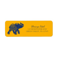 Blue Jeweled Elephant Yellow Rücksendeadresse