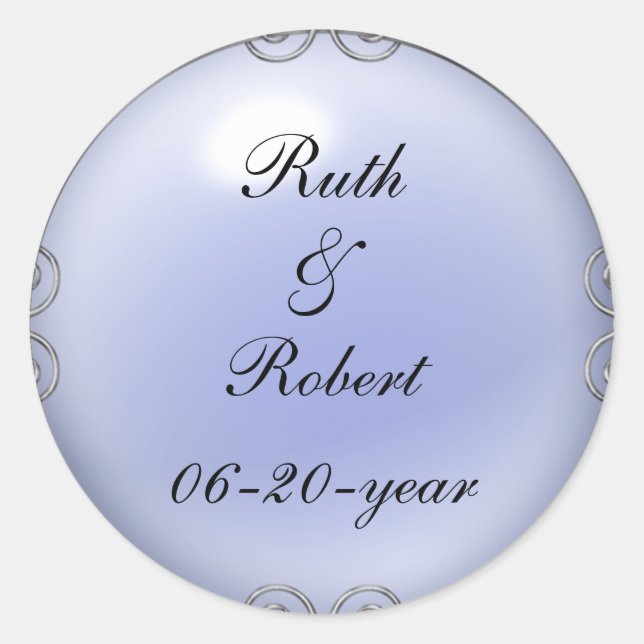 Blue Jeweled Pearl Wedding Stickers (Vorderseite)