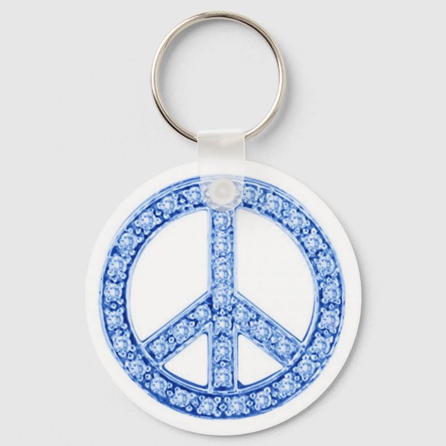Blue Jewels Peace Sign Schlüsselanhänger (Vorderseite)
