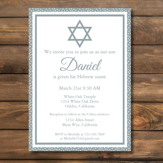 Blue Jewish Baby Namemony Zeremony Brit Milah Einladung (Von Creator hochgeladen)