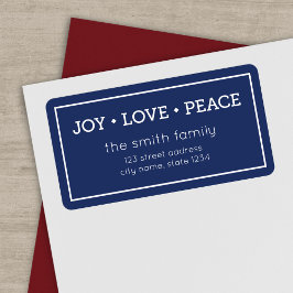 Blue Joy Liebe Peace Modern Holiday Address Adressaufkleber