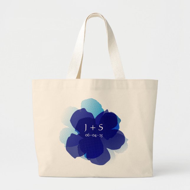 Blue Jumbo Popflower Stoffbeutel (Vorne)