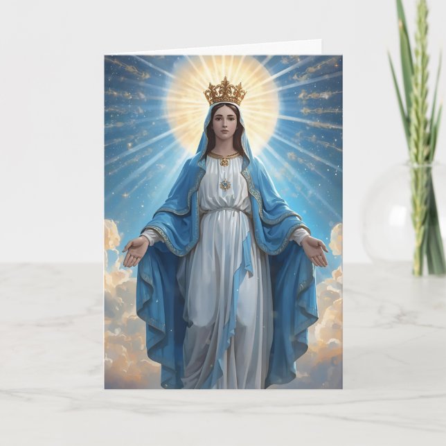 Blue Jungfrau Mary Beileid Faltkarte Karte (Vorderseite)