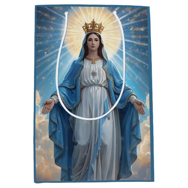Blue Jungfrau Mary Himmlisch Mittlere Geschenktüte (Vorderseite)