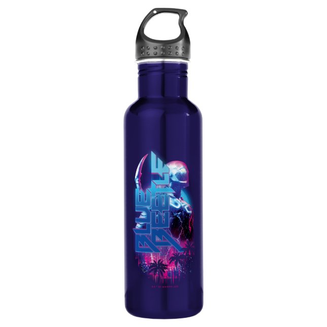 Blue Käfer Retrowave City Lights Edelstahlflasche (Vorderseite)